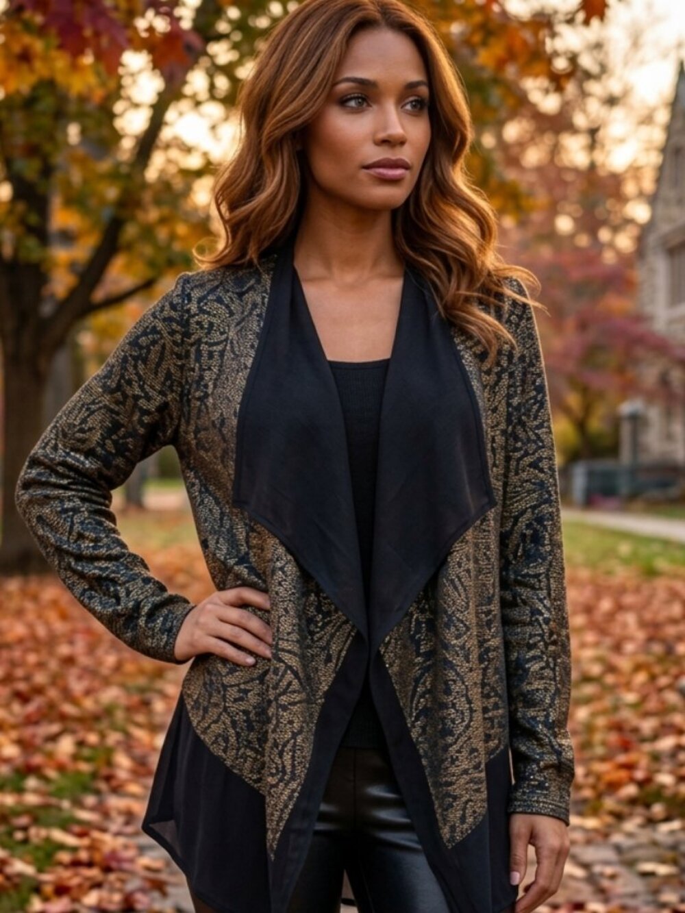 Picadilly Open Front Waterfall Cardigan
